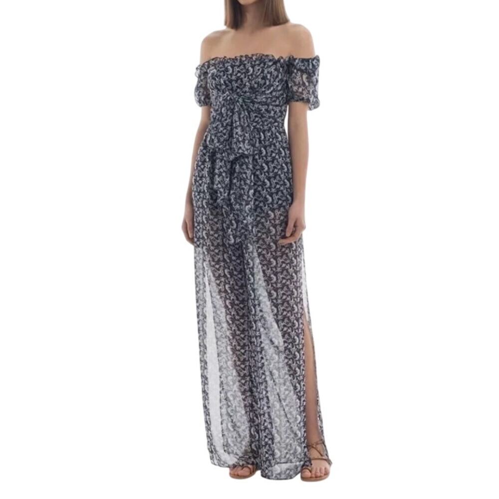 Misha Collection Erica Off-The-Shoulder Floral Pantsuit Jumpsuit Wide-Leg